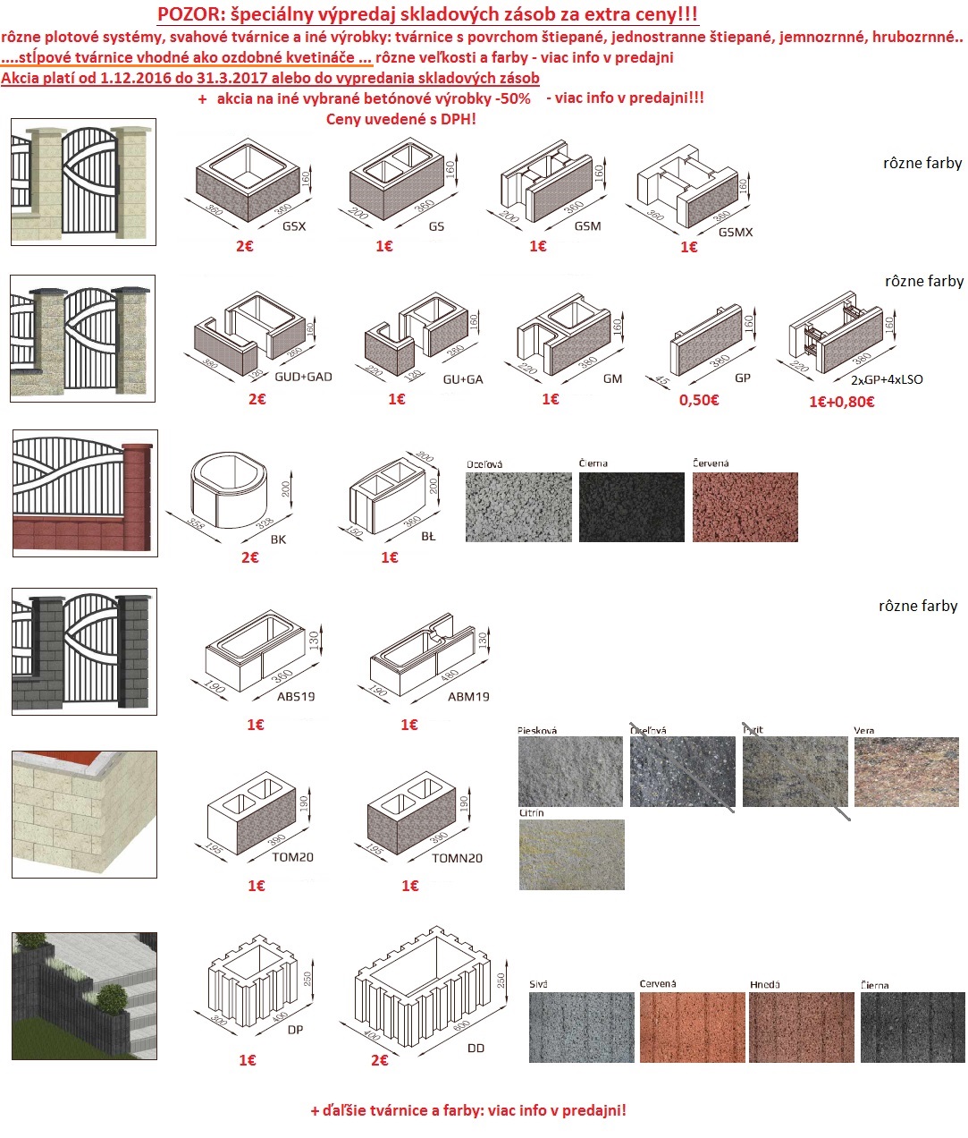 v&yacute;predaj - tv&aacute;rnice, dla�by